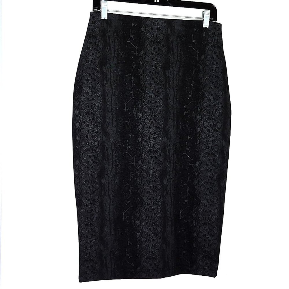 Sanctuary Pencil Skirt Snakeskin Animal Print Black & Dark Gray Stretch EUC Sz M